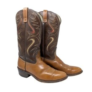 Acme Cowboy Boots 4628 Tan Brown‎ Leather Men's 10D Western Vintage Rodeo